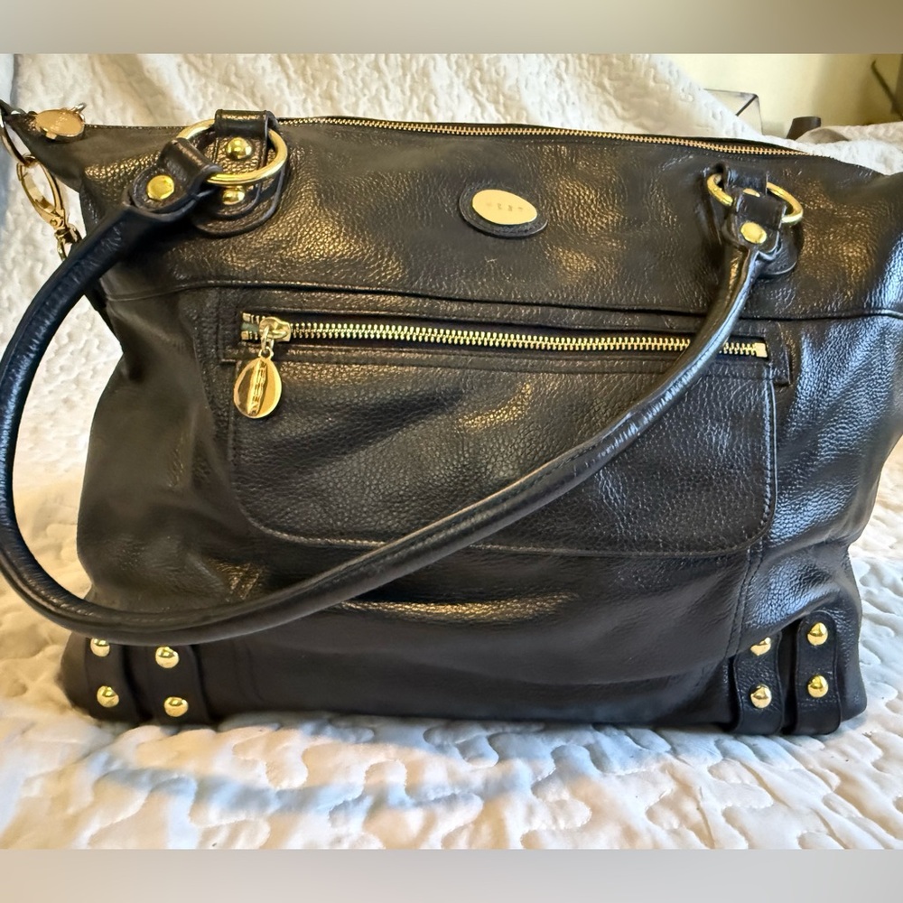 Black Leather Nest Diaper bag/Travel Women Bag